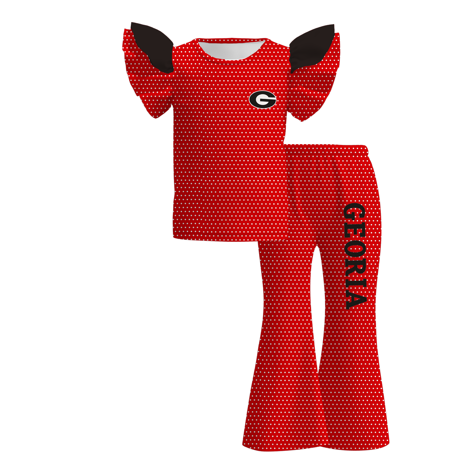 (Weekly Pre-Order)Girls Football Print Ruffle Outfit Set(Ends 9.13)