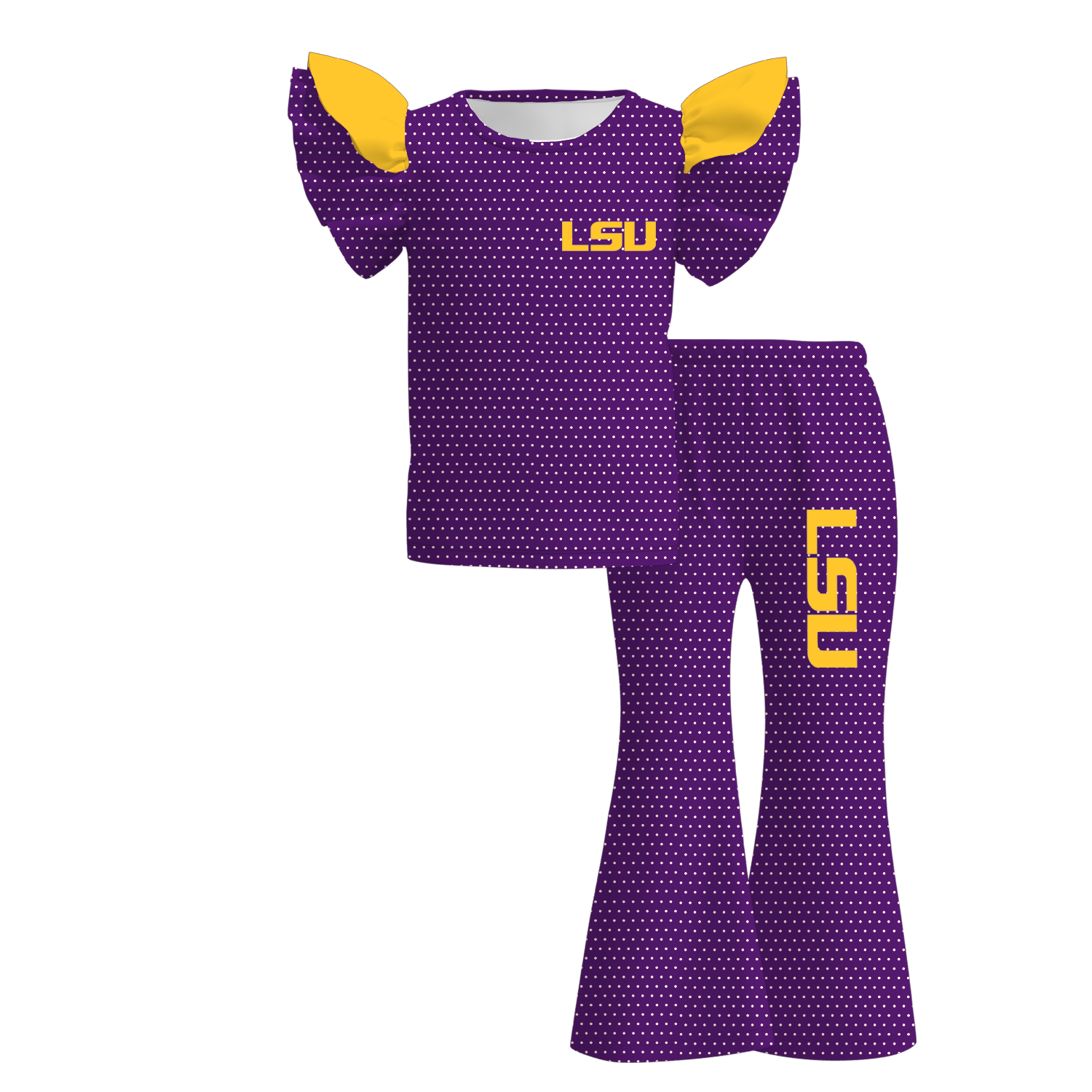 (Weekly Pre-Order)Girls Football Print Ruffle Outfit Set(Ends 9.13)