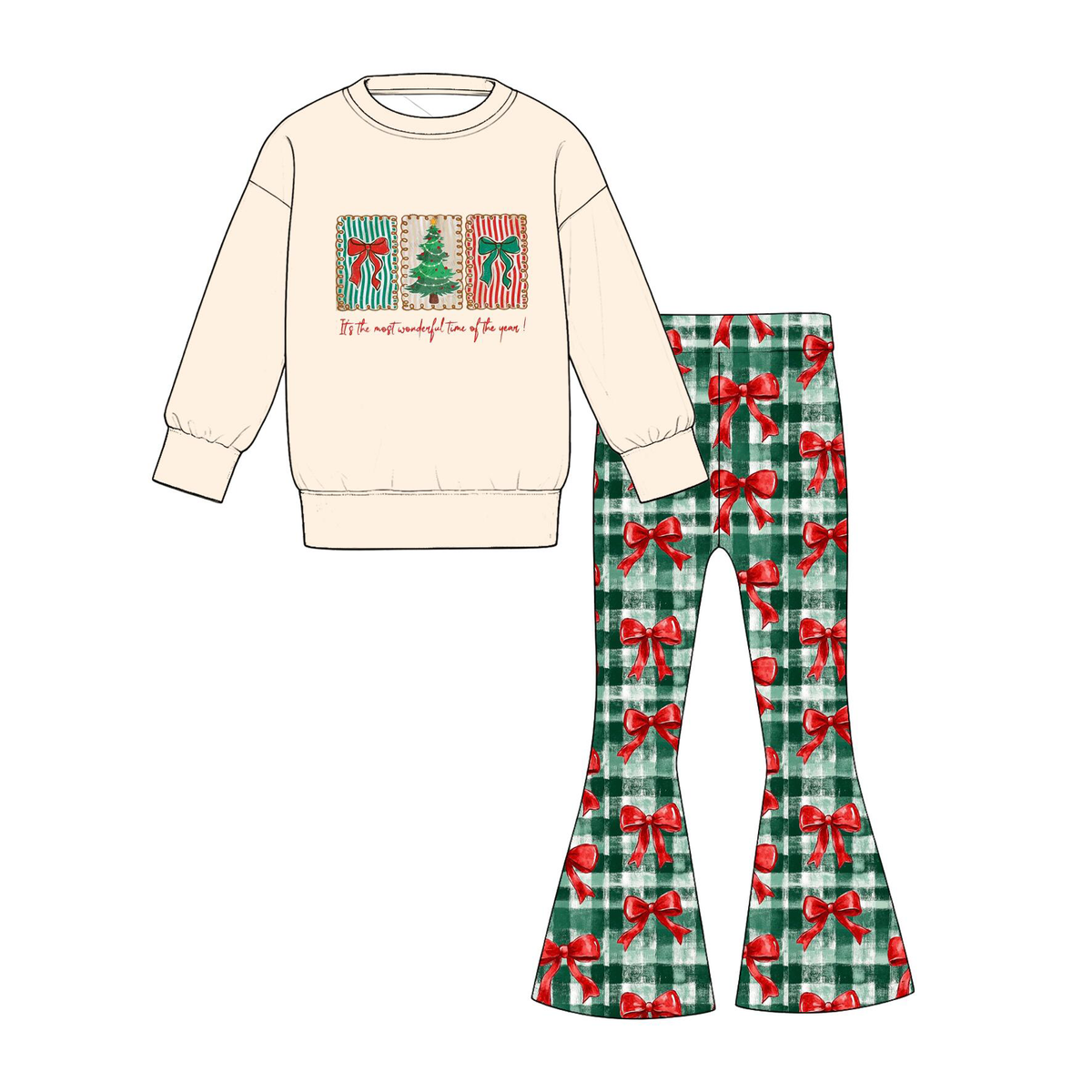 (Weekly Pre-Order)Mommy&Me Christmas Print Sweatshirt Suit(Ends 9.27)