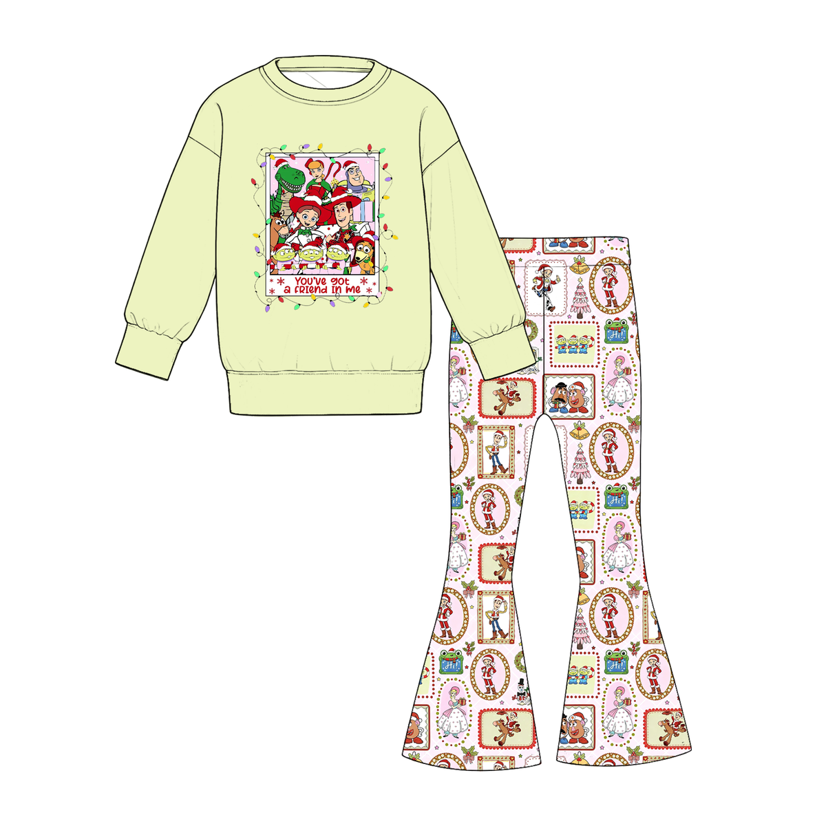 (Weekly Pre-Order)Girls Christmas Print Twill Sweatshirt Suit(Ends 9.27)