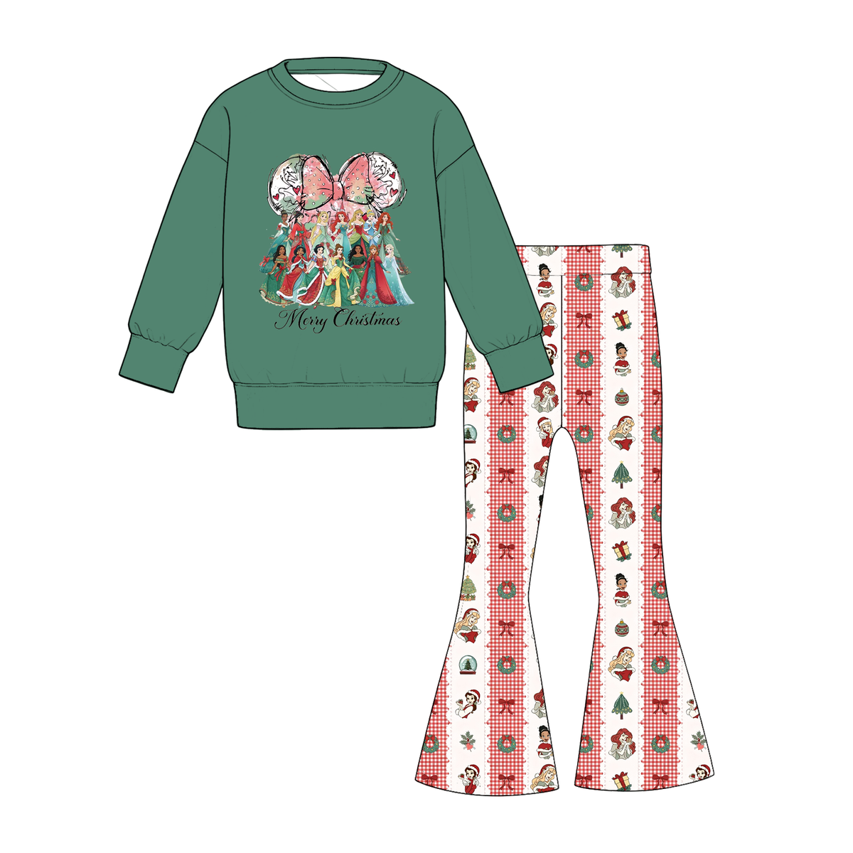 (Weekly Pre-Order)Girls Christmas Print Twill Sweatshirt Suit(Ends 9.27)