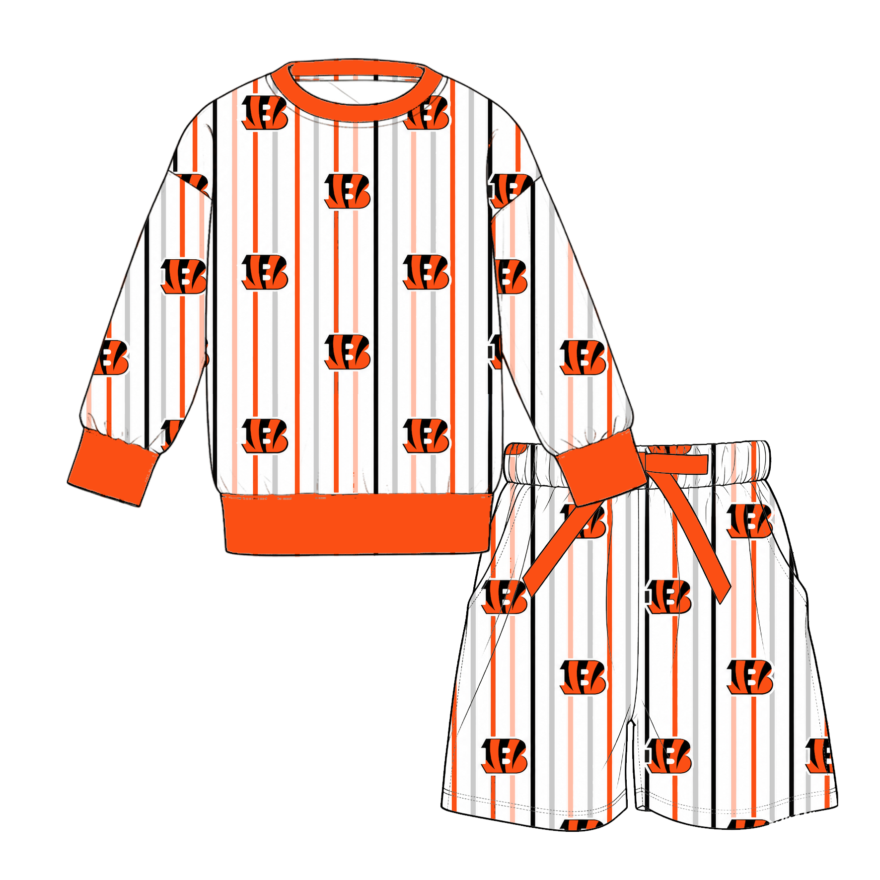 (Weekly Pre-Order)Mommy&Me Football Print Shorts Set(Ends 9.20)