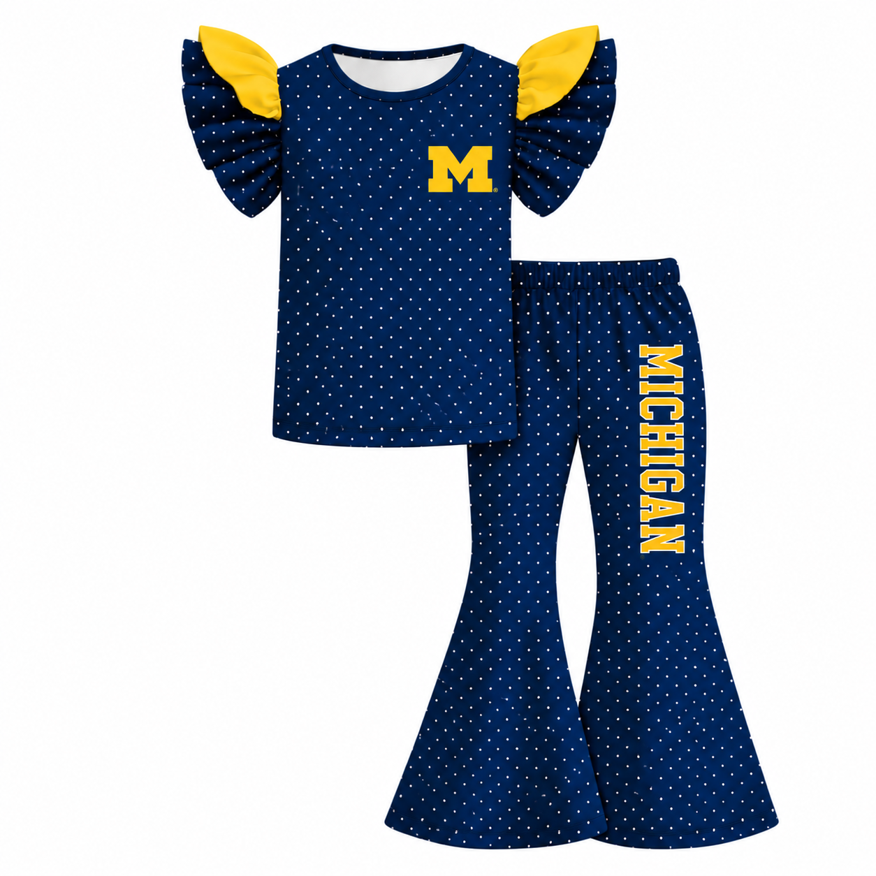 (Weekly Pre-Order)Girls Football Print Ruffle Outfit Set(Ends 9.20)
