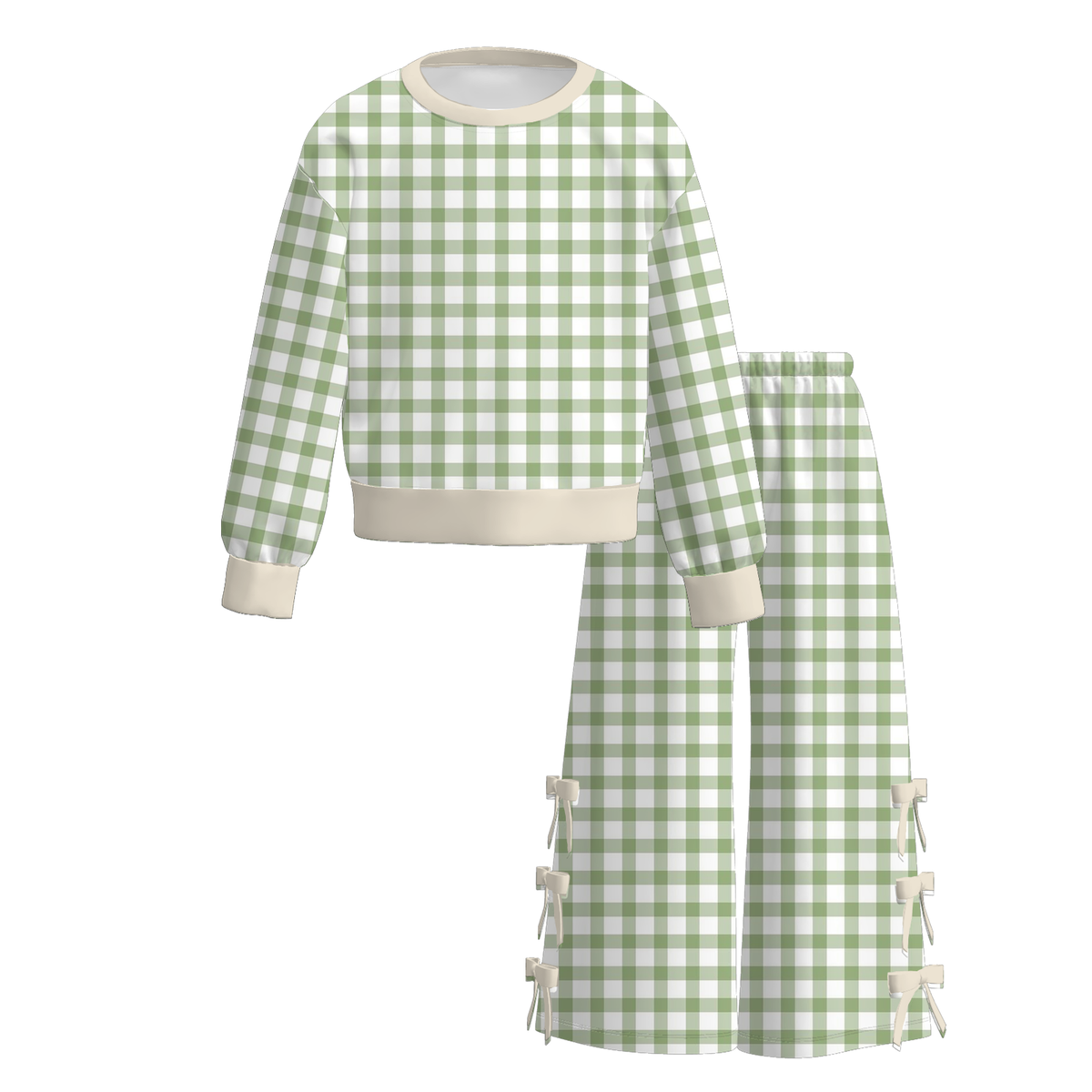 (Weekly Pre-Order)Girls Plaid Print Bow Outfit Set(Ends 9.27)