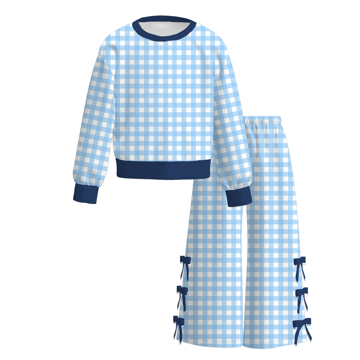 (Weekly Pre-Order)Girls Plaid Print Bow Outfit Set(Ends 9.27)