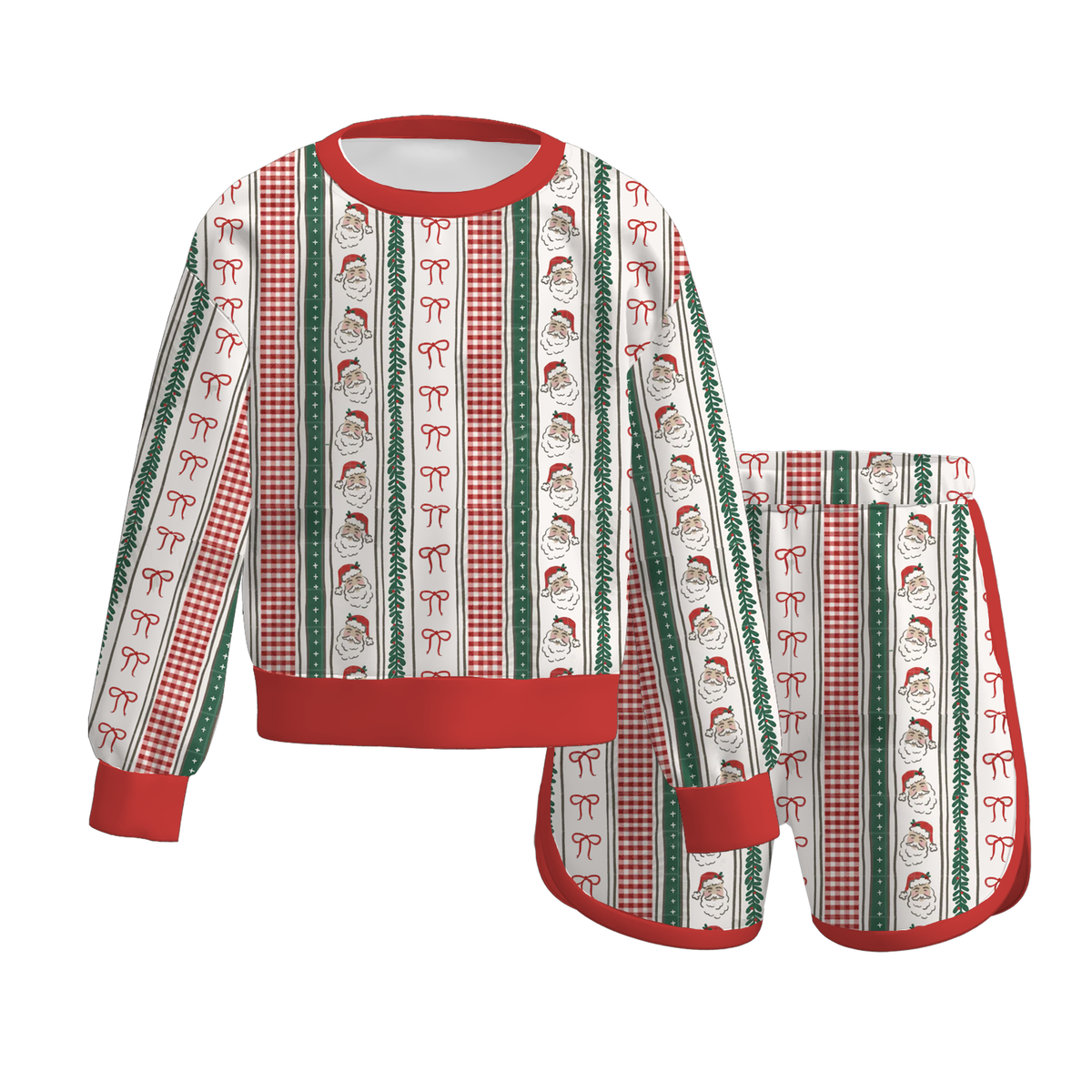 (Weekly Pre-Order)Girls Christmas Print Shorts Set(Ends 10.6)