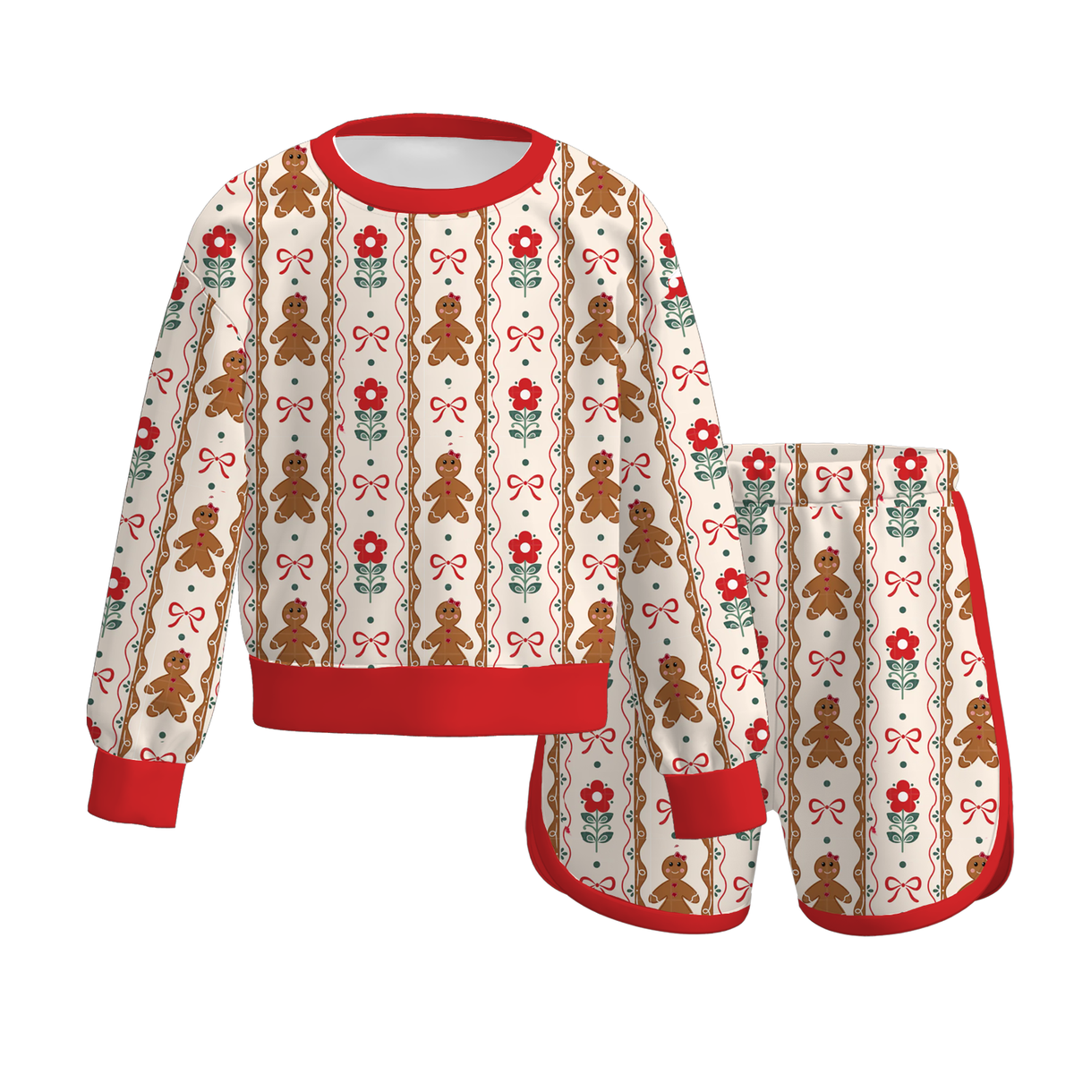(Weekly Pre-Order)Girls Christmas Print Shorts Set(Ends 10.6)