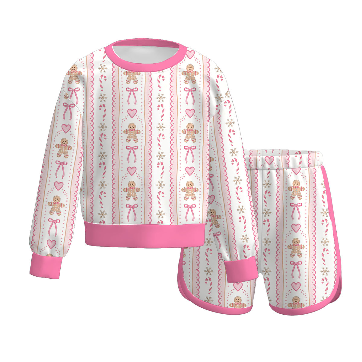 (Weekly Pre-Order)Girls Christmas Print Shorts Set(Ends 10.6)