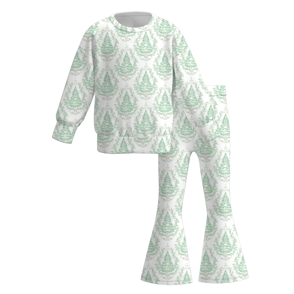 (Weekly Pre-Order)Girls Christmas Print Twill Sweatshirt Suit(Ends 10.6)