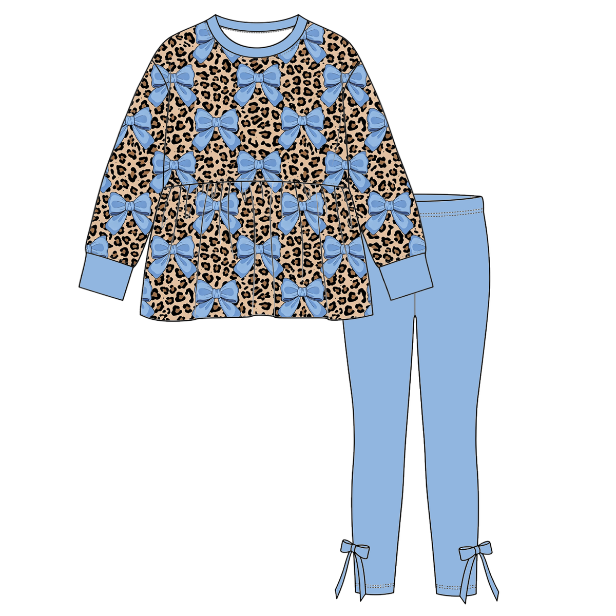(Weekly Pre-Order)Girls Bow Print Outfit Set(Ends 10.11)