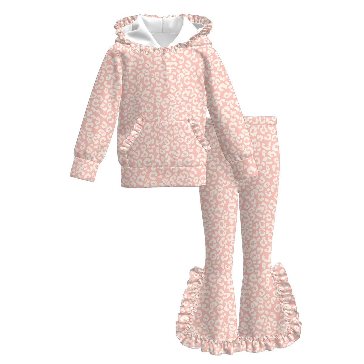 (Weekly Pre-Order)Girls Fall Print Ruffle Hoodie Set(Ends 10.11)