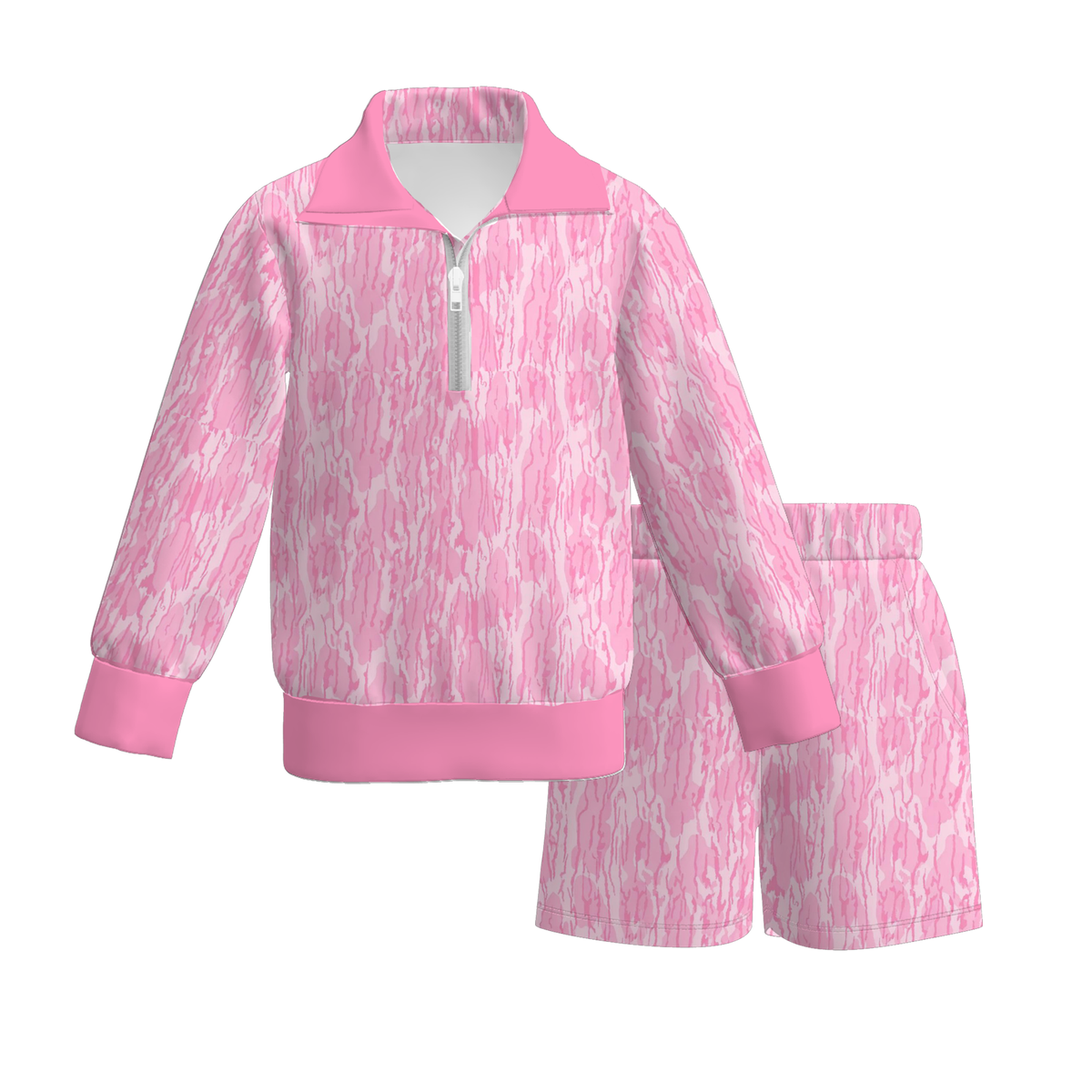 (Weekly Pre-Order)Girls Fall Print Zipper Pullover Set(Ends 10.11)
