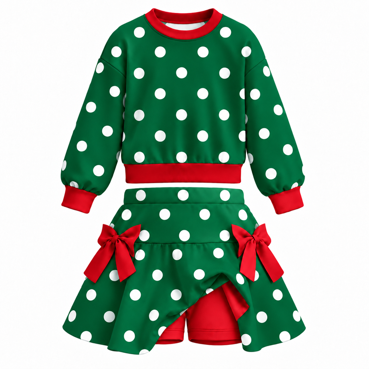 (Weekly Pre-Order)Girls Fall Dot Print Skort Set(Ends 10.18)