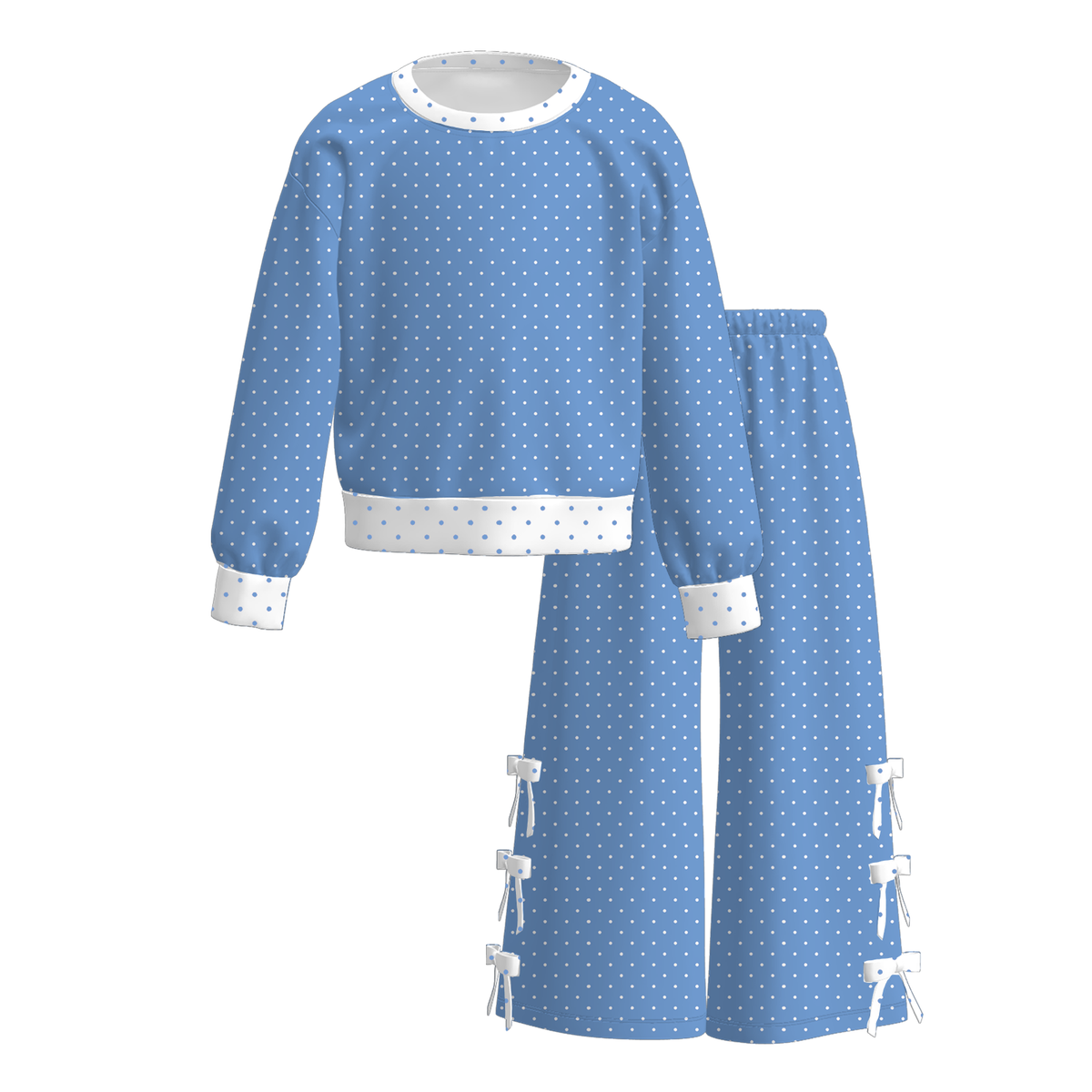 (Weekly Pre-Order)Girls Dot&Bow Print Outfit Set(Ends 10.28)