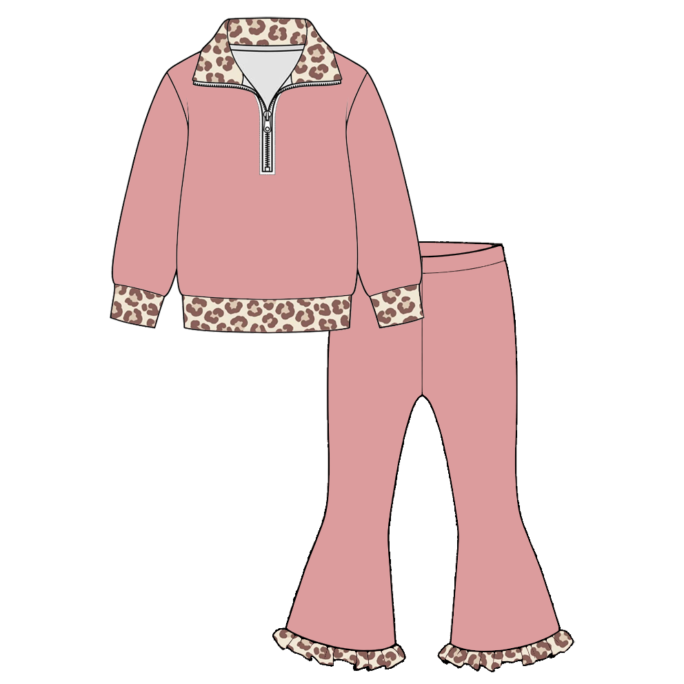 (Weekly Pre-Order)Girls Spring&Summer Print Zipper Outfit Set(Ends 11.1)