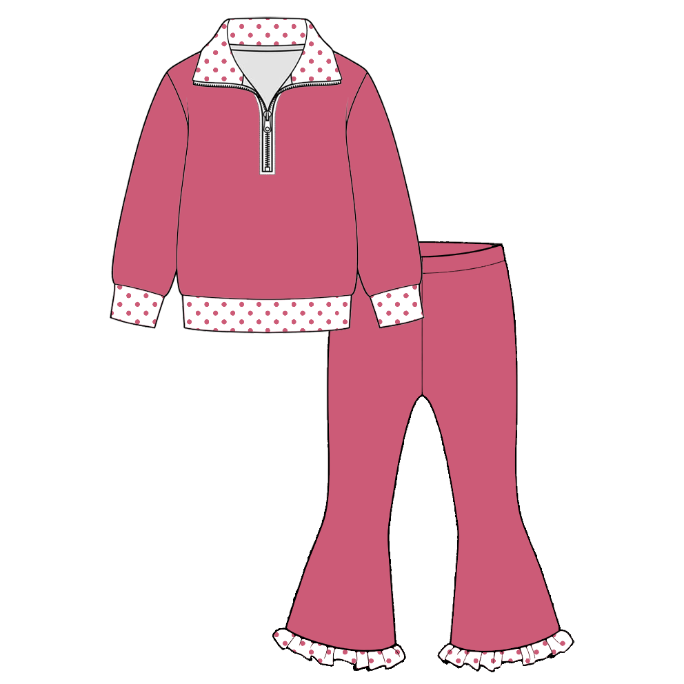 (Weekly Pre-Order)Girls Spring&Summer Print Zipper Outfit Set(Ends 11.1)