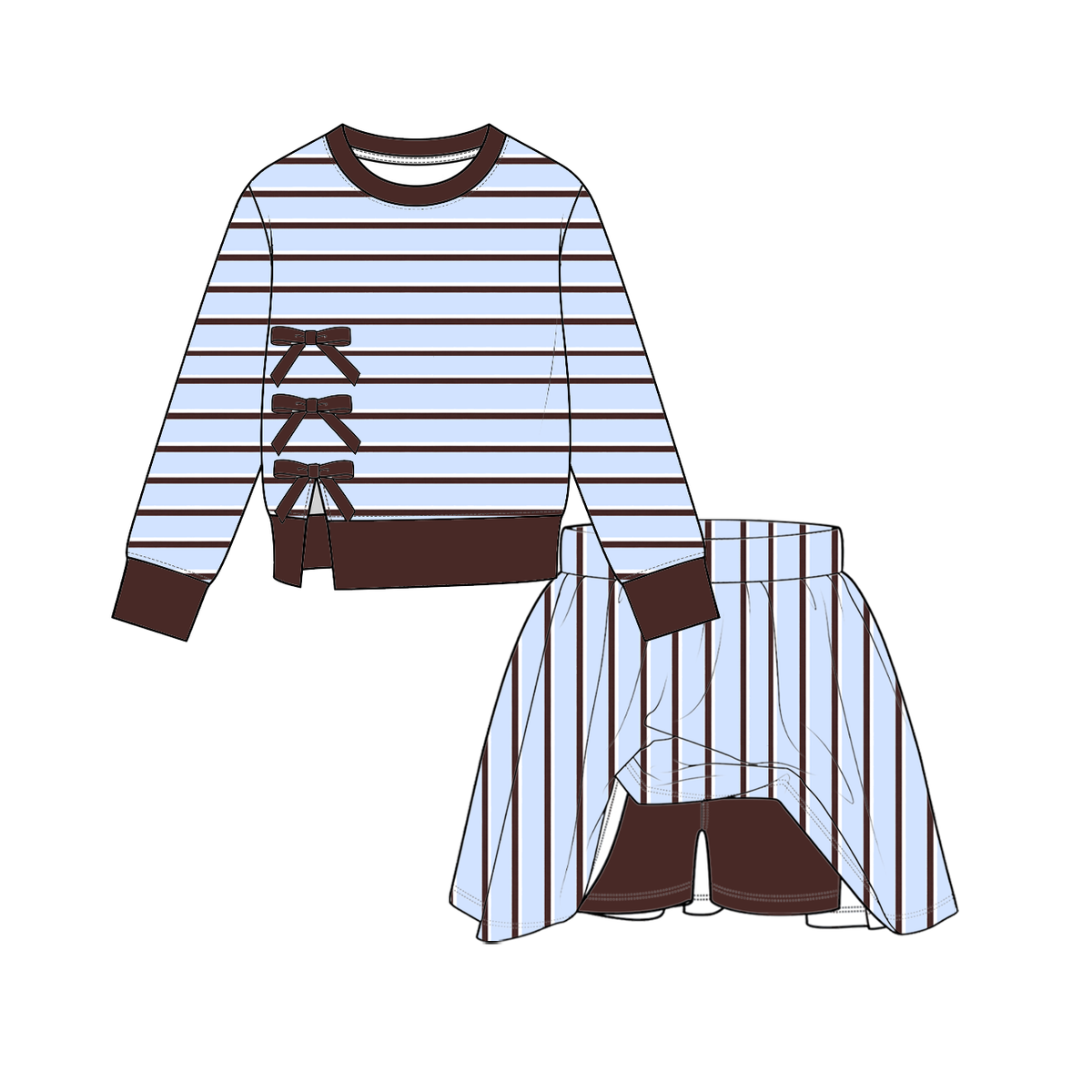 (Weekly Pre-Order)Girls Fall&Winter Stripe Skort Set(Ends 10.6)