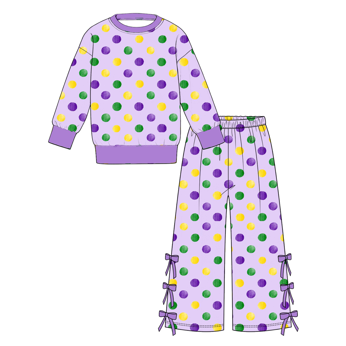 (Weekly Pre-Order)Girls Mardi Gras Print Outfit Set(Ends 10.18)