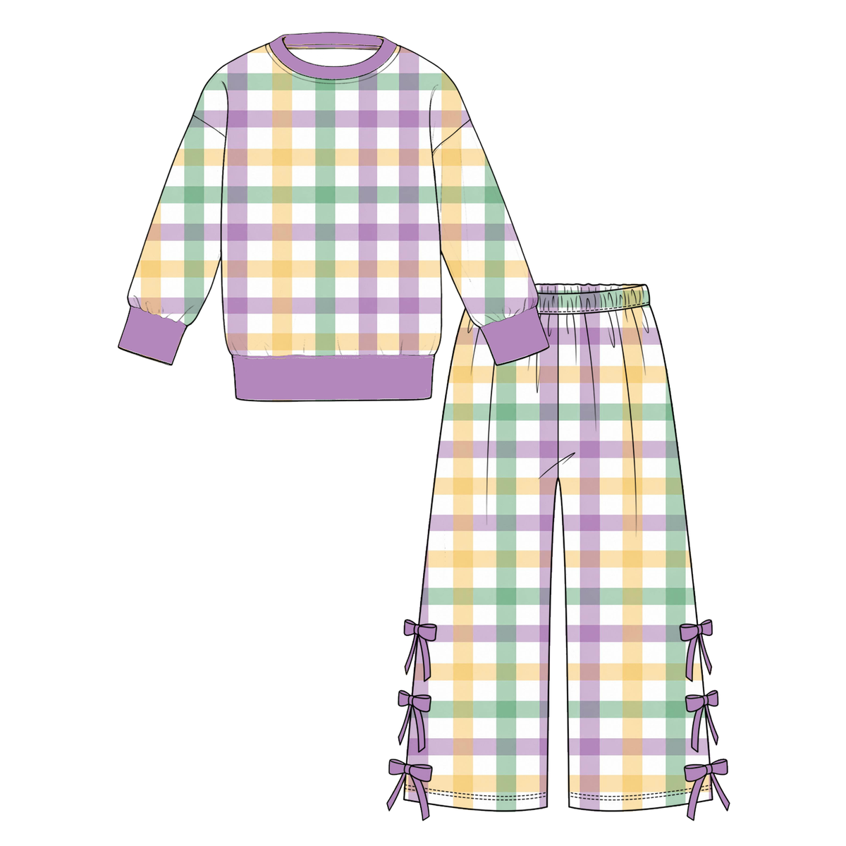 (Weekly Pre-Order)Girls Mardi Gras Print Outfit Set(Ends 10.18)