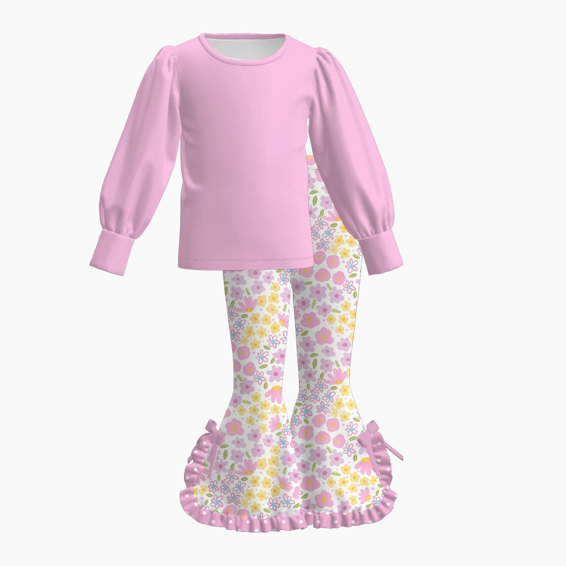 (Weekly Pre-Order)Girls Spring&Summer Floral Print Ruffle Outfit Set(Ends 11.1)
