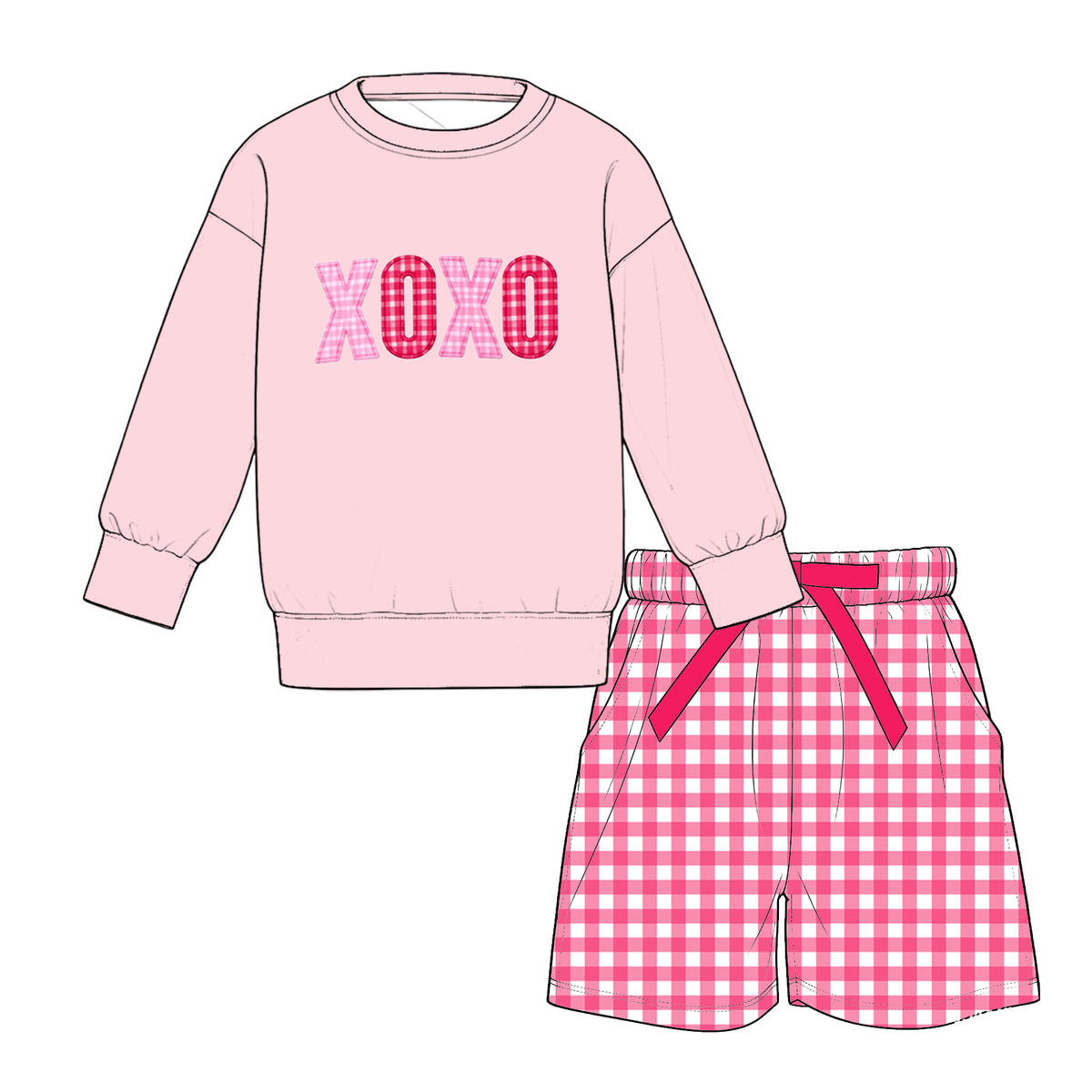 (Weekly Pre-Order)Girls Valentine's Day Print Shorts Set&Pants Set(Ends 11.1)