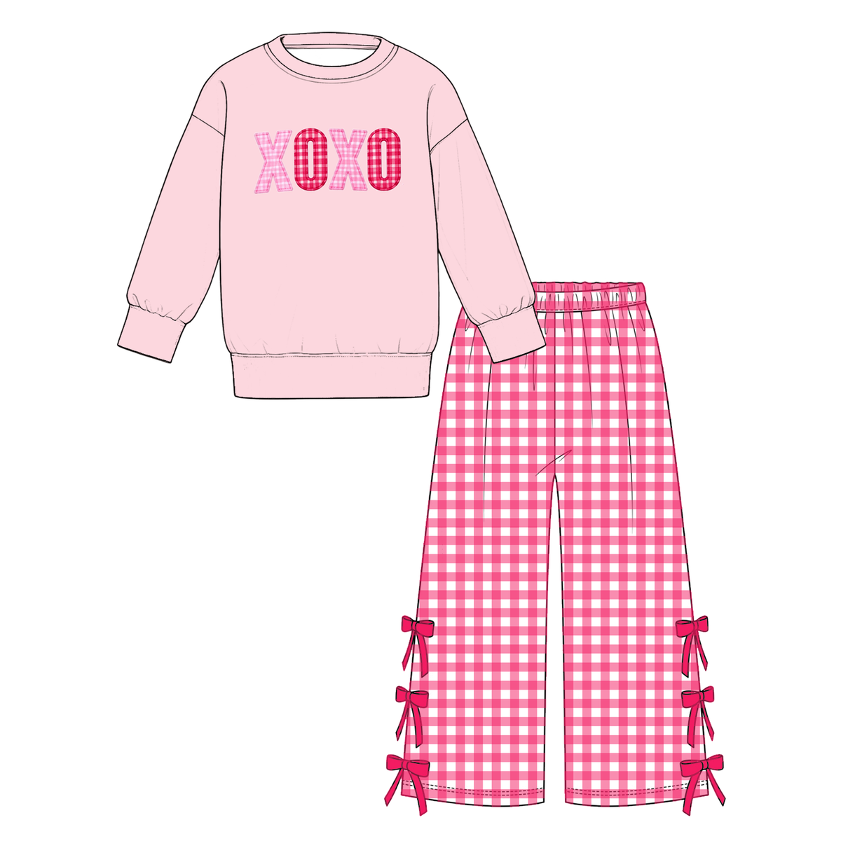 (Weekly Pre-Order)Girls Valentine's Day Print Shorts Set&Pants Set(Ends 11.1)