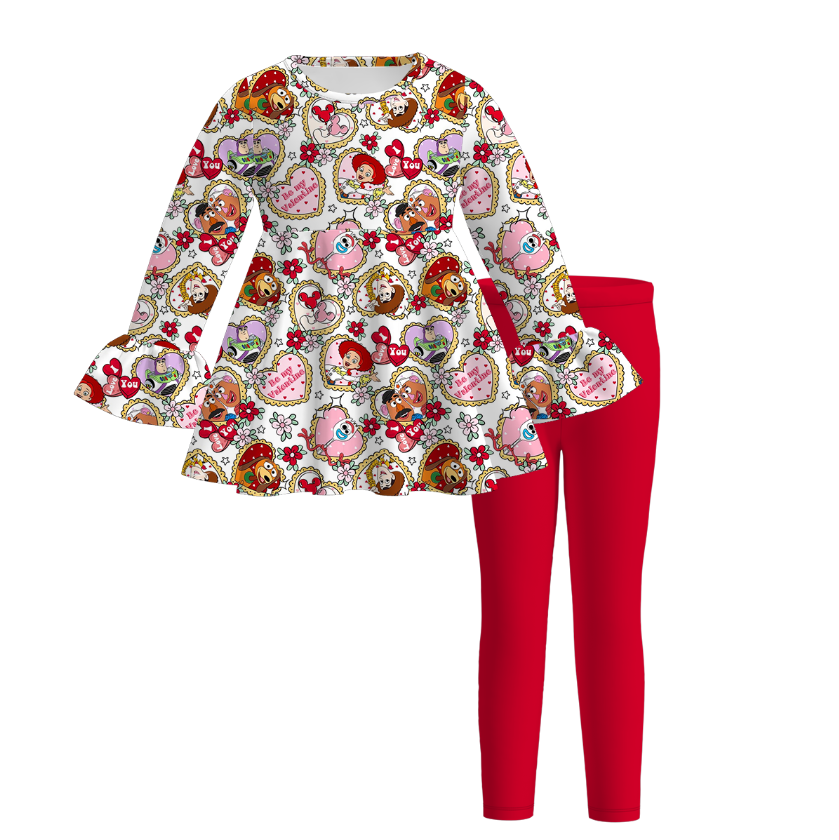 (Weekly Pre-Order)Girls Valentine's Day Print Outfit Set(Ends 11.8)