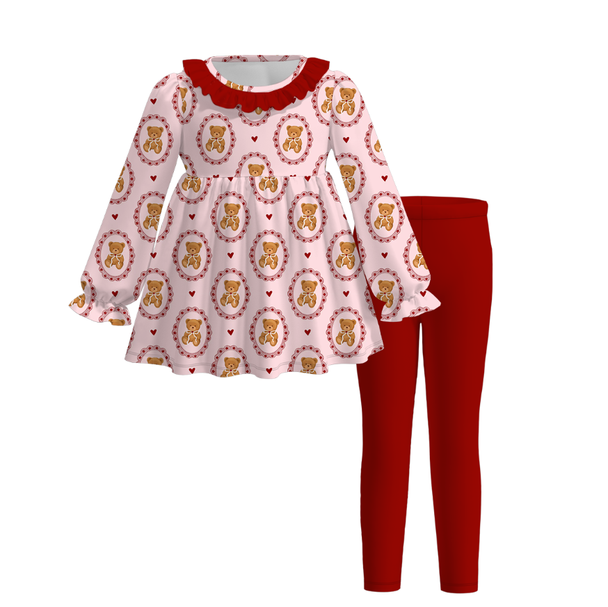 (Weekly Pre-Order)Girls Valentine's Day Print Outfit Set(Ends 11.8)