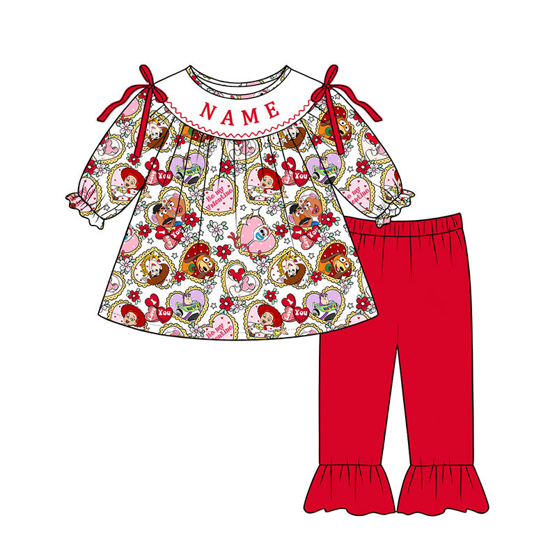 (Pre Order)Sisters Valentine's Day Embroidery Smocked Dress,Set&Romper