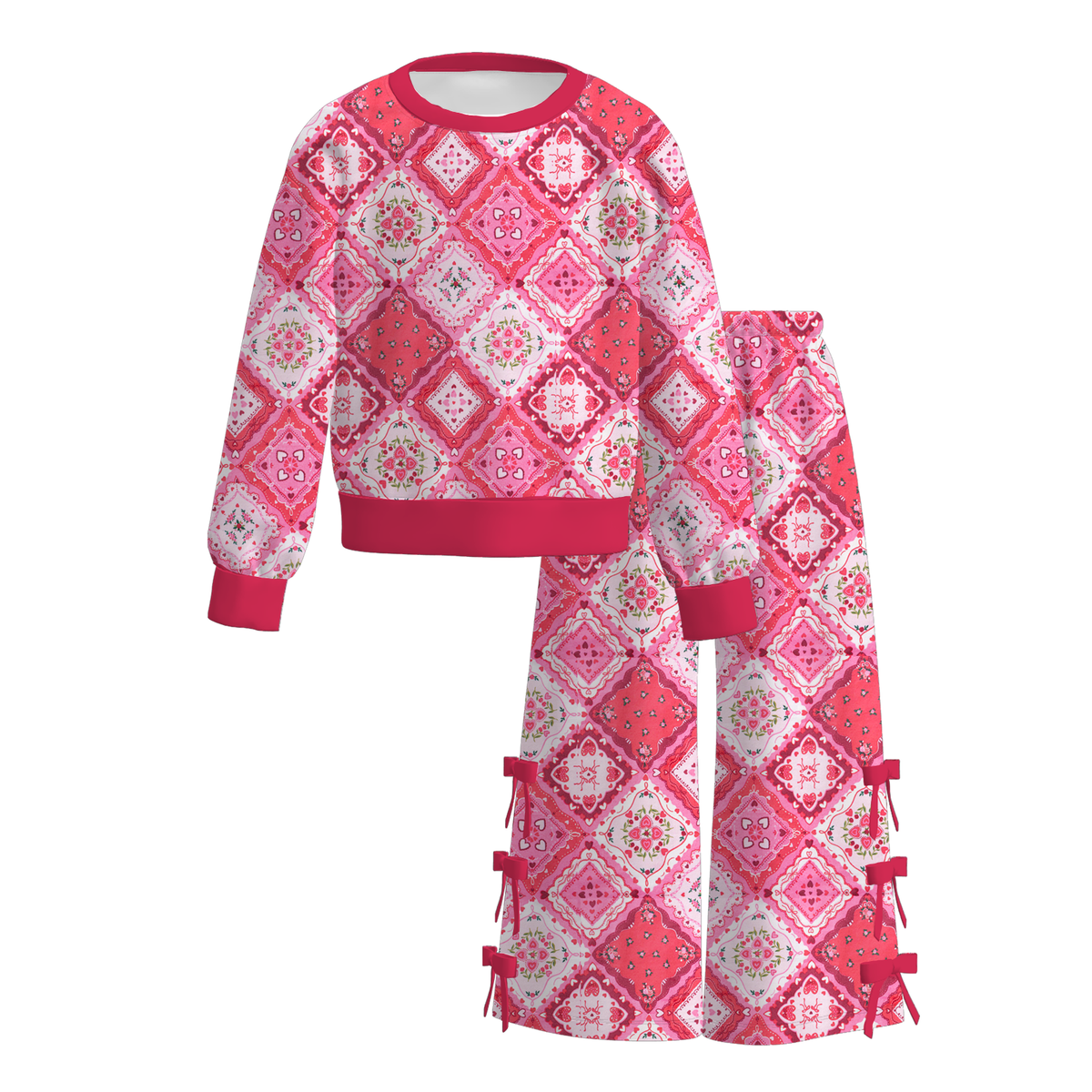(Weekly Pre-Order)Girls Valentine's Day Print Outfit Set(Ends 11.8)
