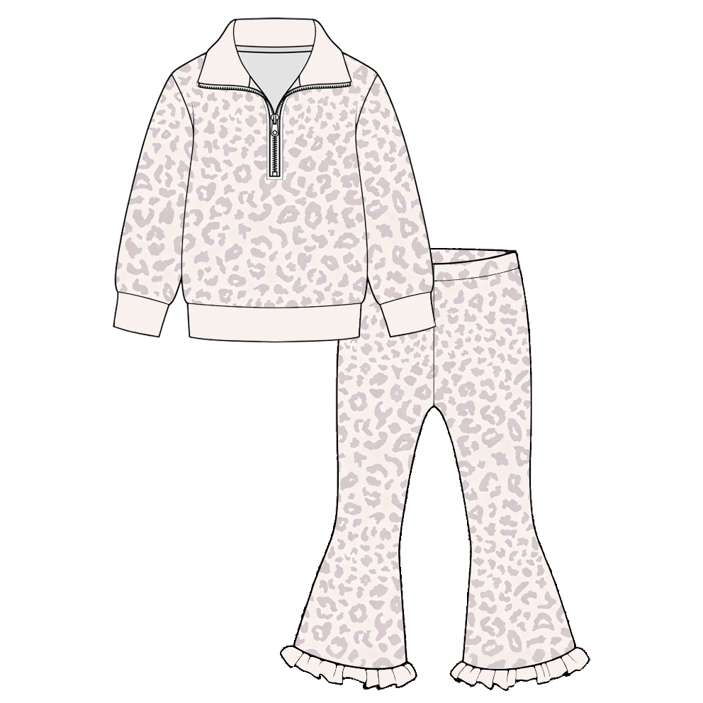 (Weekly Pre-Order)Girls Spring&Summer Print Zipper Outfit Set(Ends 11.8)