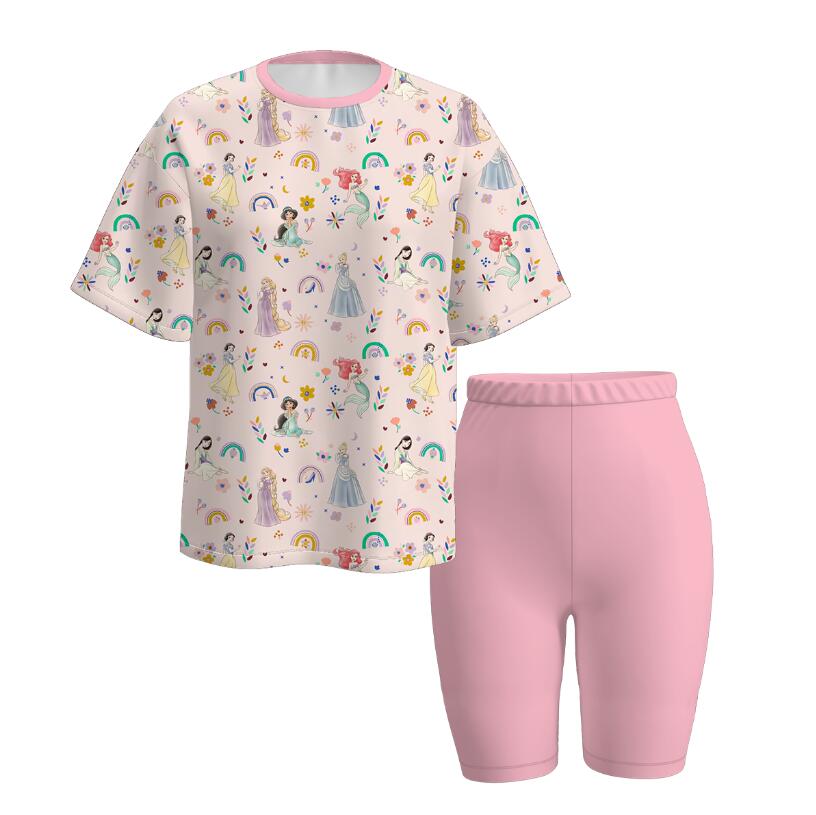 (Pre Order)Adults Spring and Summer Princess Print Cycling Trouser Set