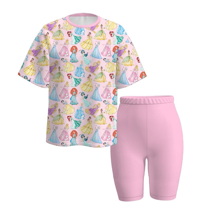 (Pre Order)Adults Spring and Summer Princess Print Cycling Trouser Set