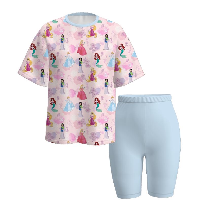 (Pre Order)Adults Spring and Summer Princess Print Cycling Trouser Set