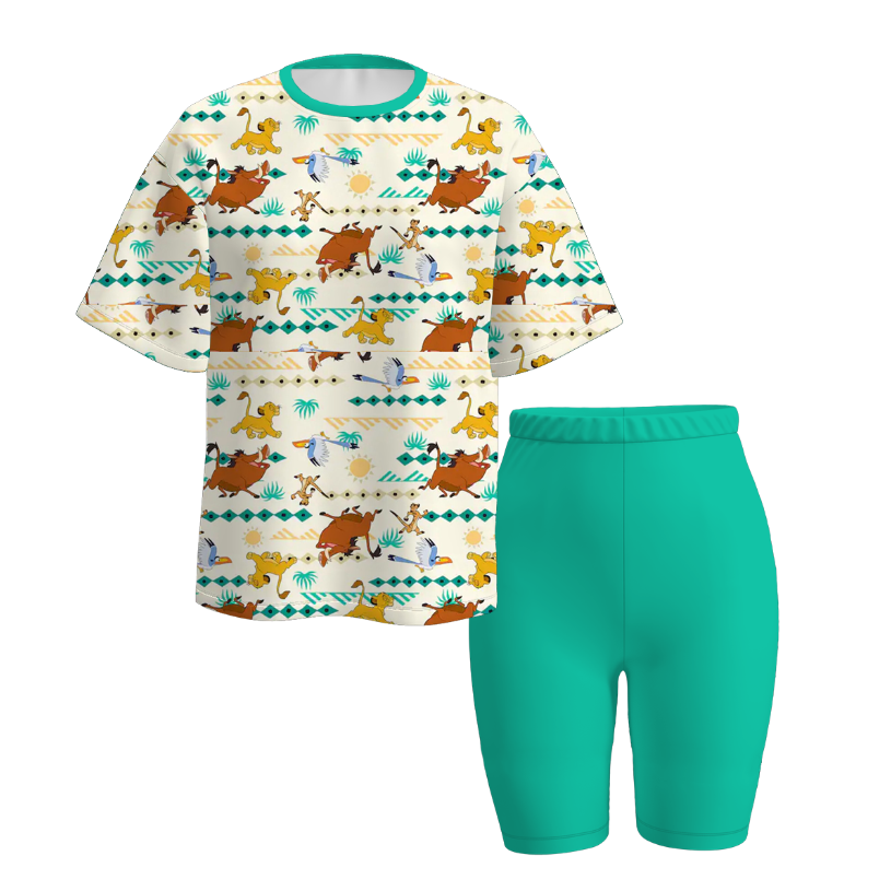 (Pre Order)Family Spring and Summer Cartoon Print Set&Top