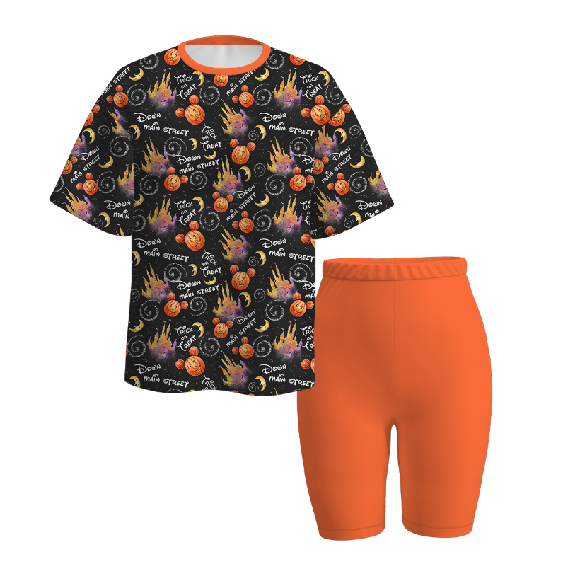 (Pre Order)Family Halloween Cartoon Print Set&Top