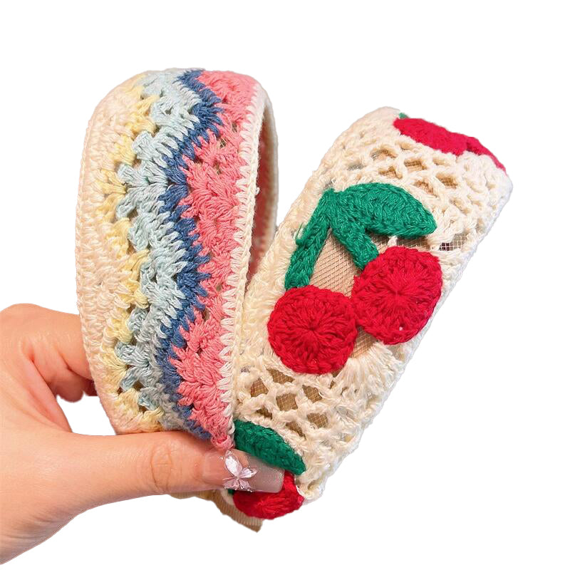 (Pre Order)Girls Knitted Floral Embroidery Headband