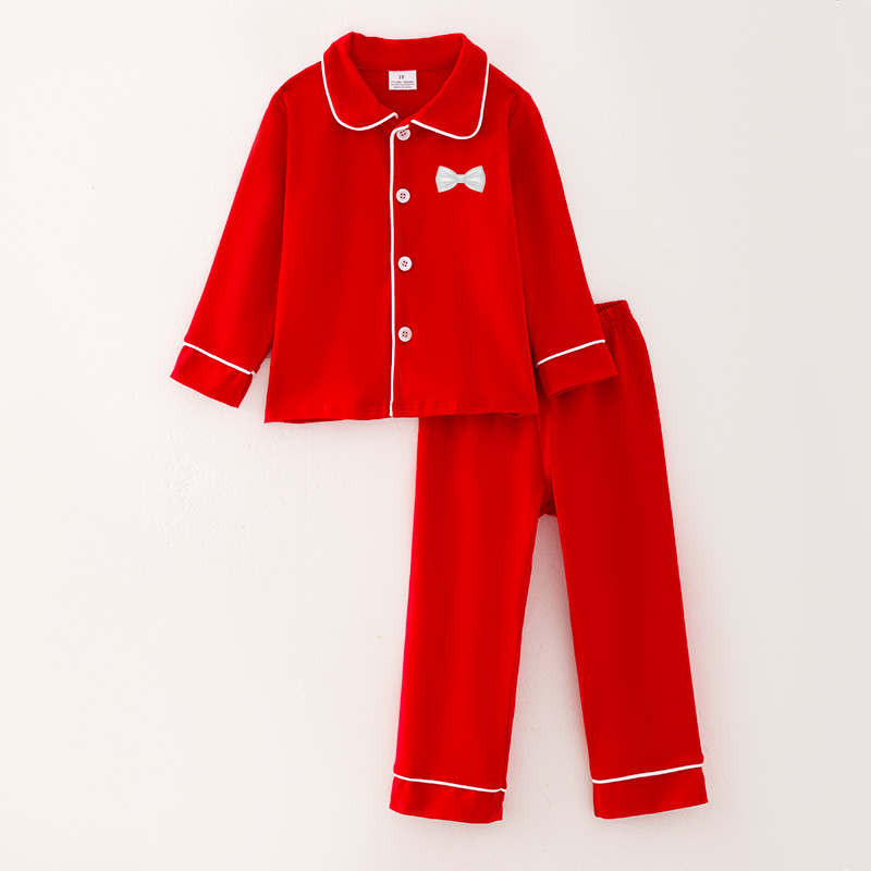 (Pre Order)Boys Christmas Embroidery Cotton Pajamas