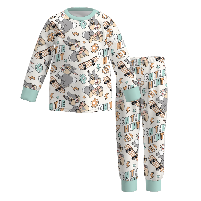 (Pre Order)Girls&Boys Easter Bunny Print Pajamas
