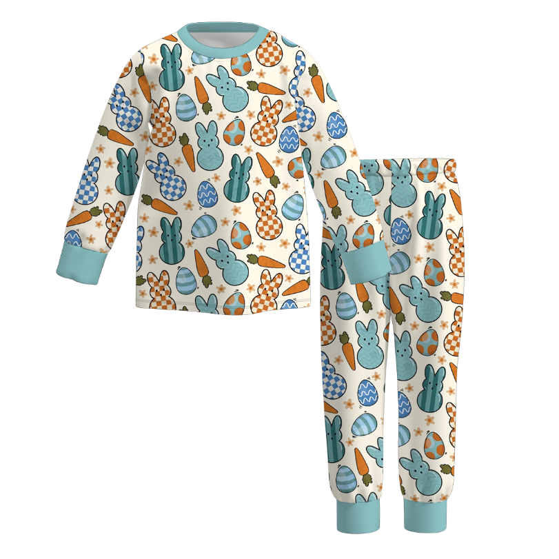(Pre Order)Mommy and Me Easter Bunny Print Pajamas