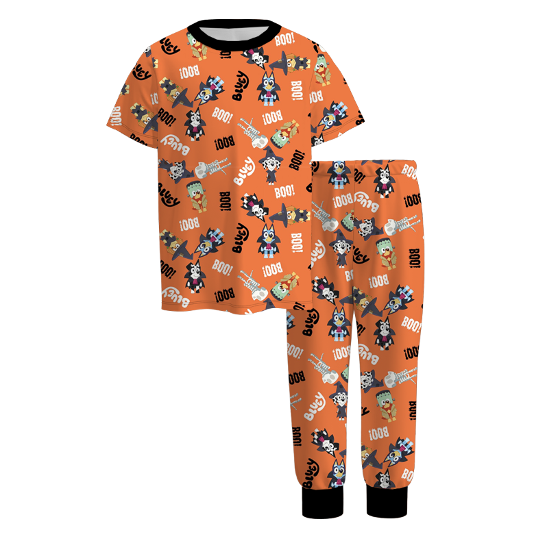 (Pre Order)Family Halloween Cartoon Print Dress,Top,Pajamas&Romper