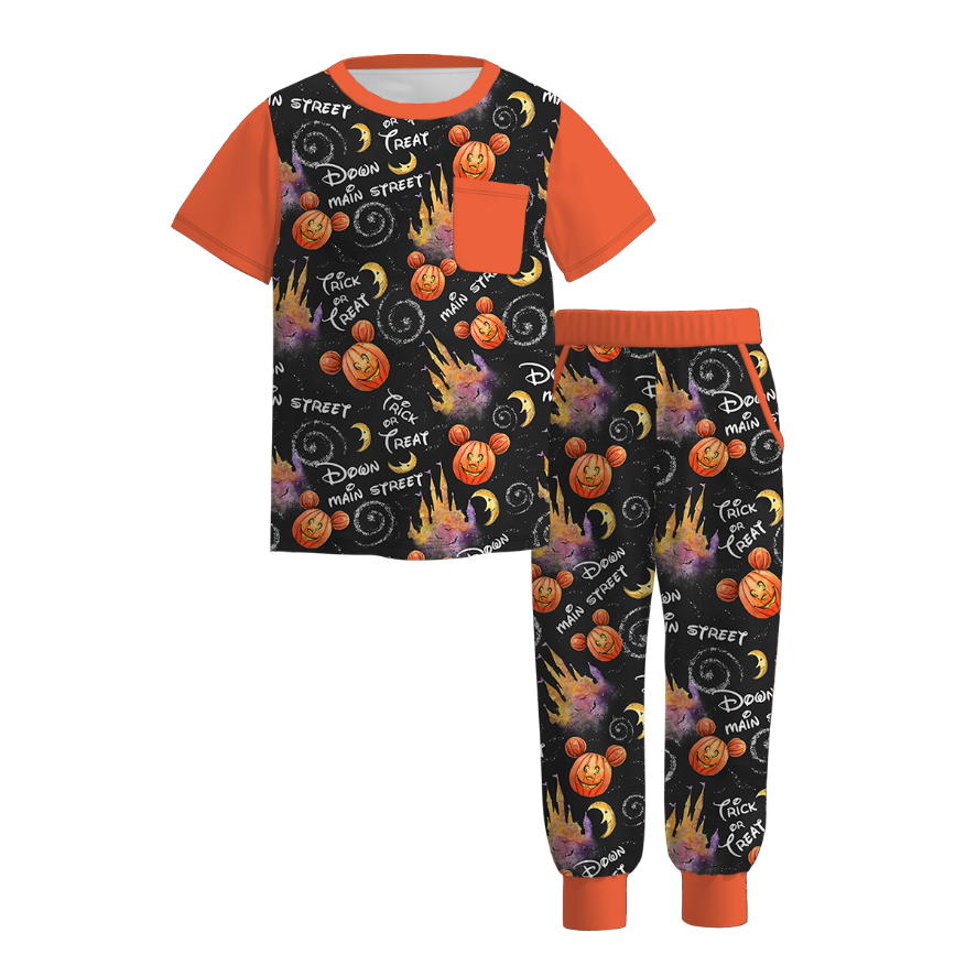 (Pre Order)Family Halloween Cartoon Print Dress,Set&Top