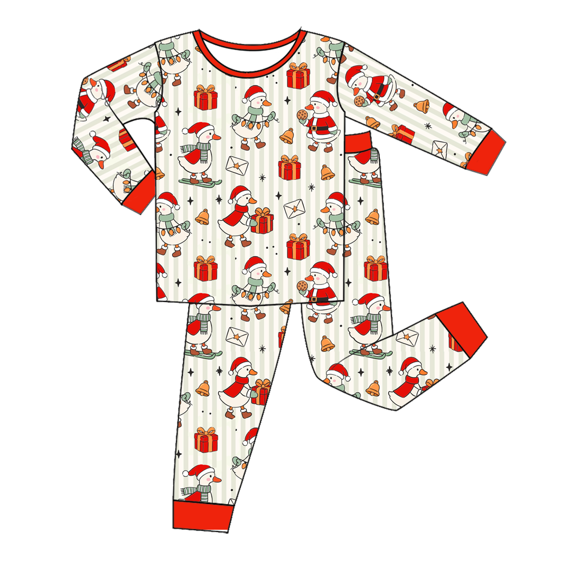 (Pre Order)Family Christmas Goose Embroidery Smocked Dress,Set&Romper