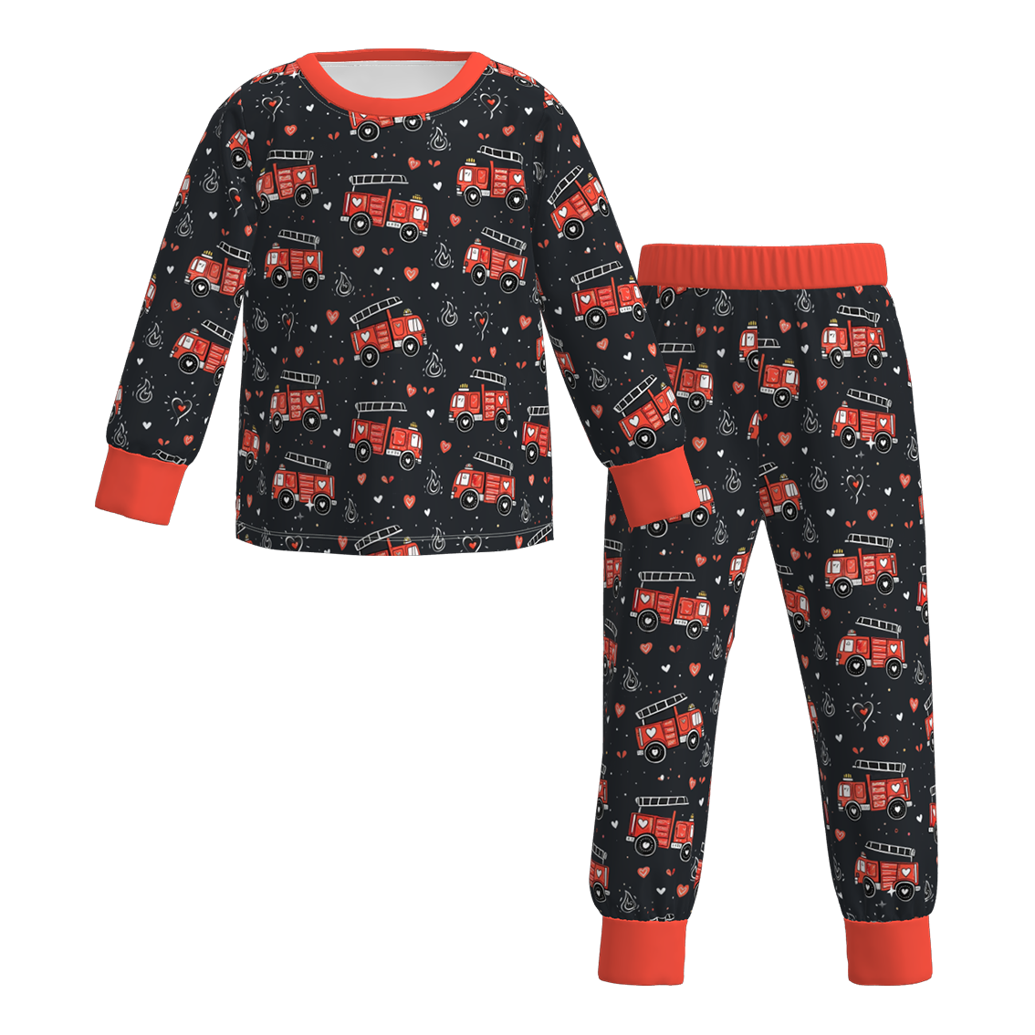 (Pre Order)Boys Valentine's Day Excavator Print Pajamas