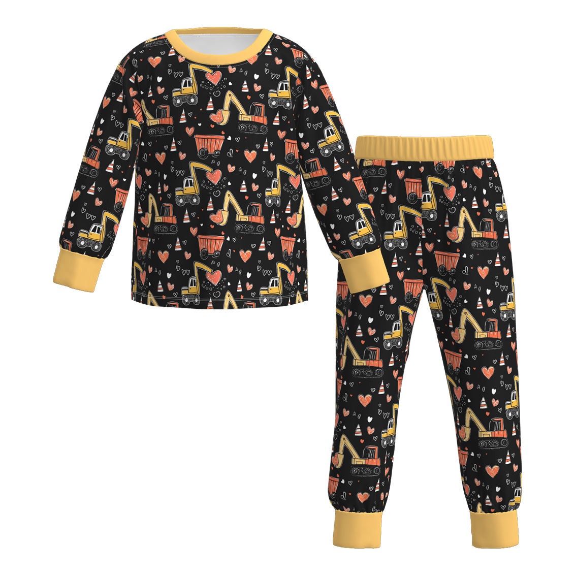 (Pre Order)Boys Valentine's Day Excavator Print Pajamas