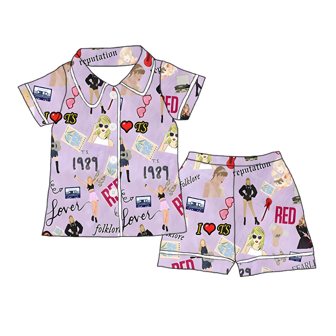 (Pre Order)Girls Summer TS Print Pajamas Short Set
