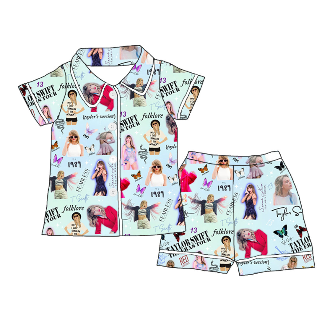(Pre Order)Girls Summer TS Print Pajamas Short Set