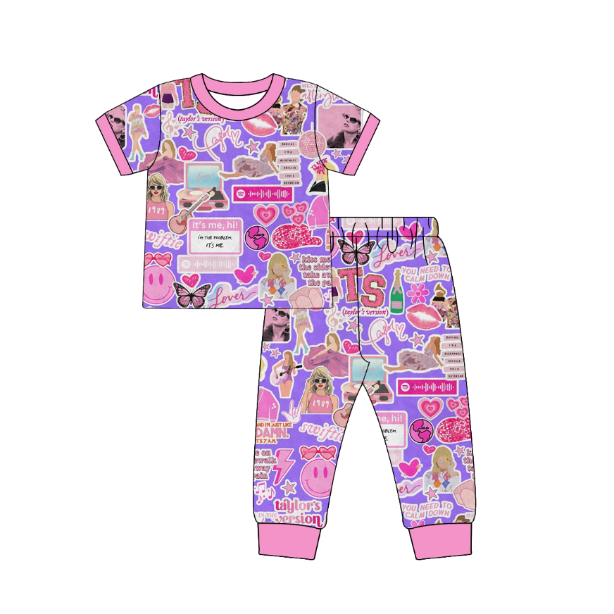 (Pre Order)Girls Summer TS Print Pajamas