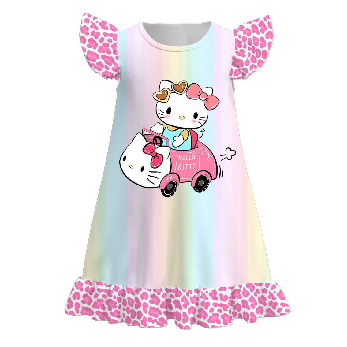 (Pre Order)Girls Summer Cartoon Print Pajamas Dress
