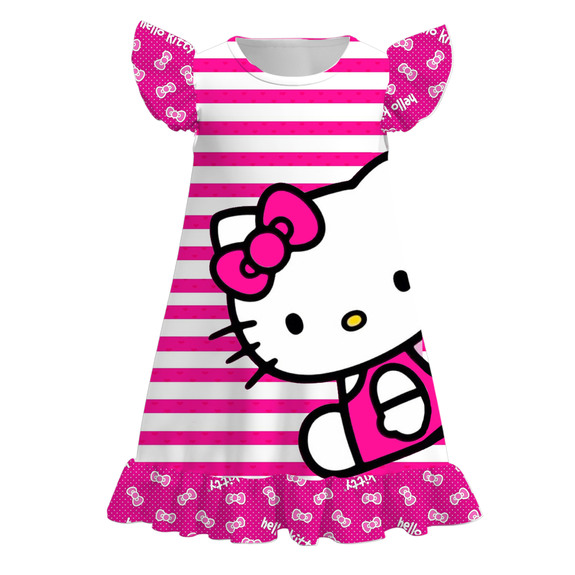 (Pre Order)Girls Summer Cartoon Print Pajamas Dress